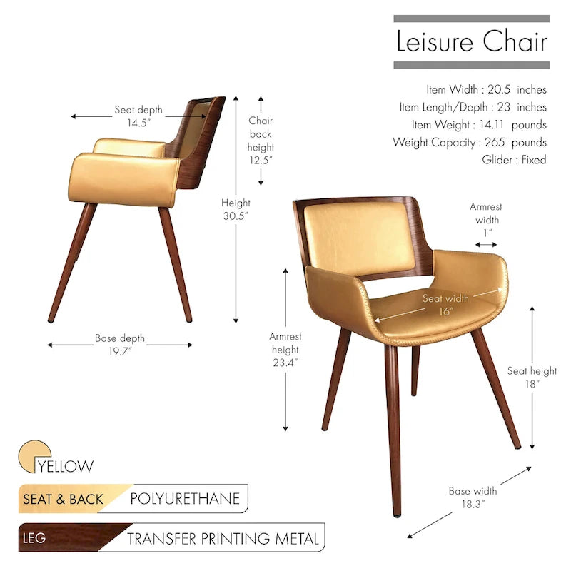 Chaise de salle à manger en similicuir de style milieu de siècle Carson Carrington Kjerringvag avec pieds en métal