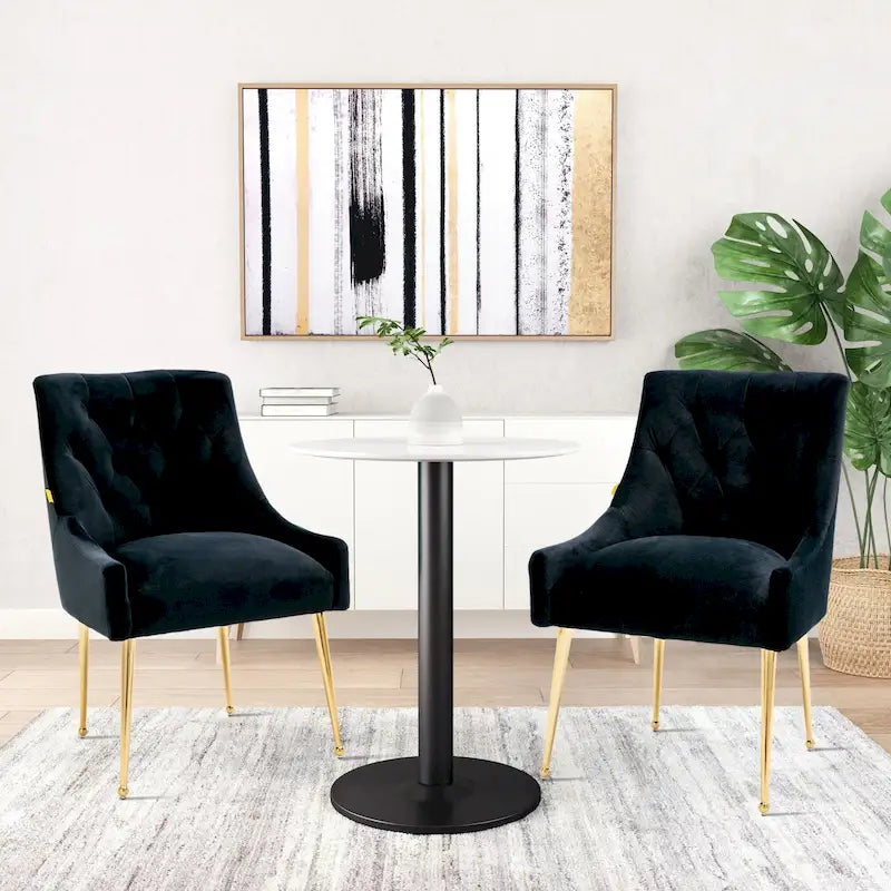 Chaises de salle à manger d'appoint en velours capitonné (Lot de 2)