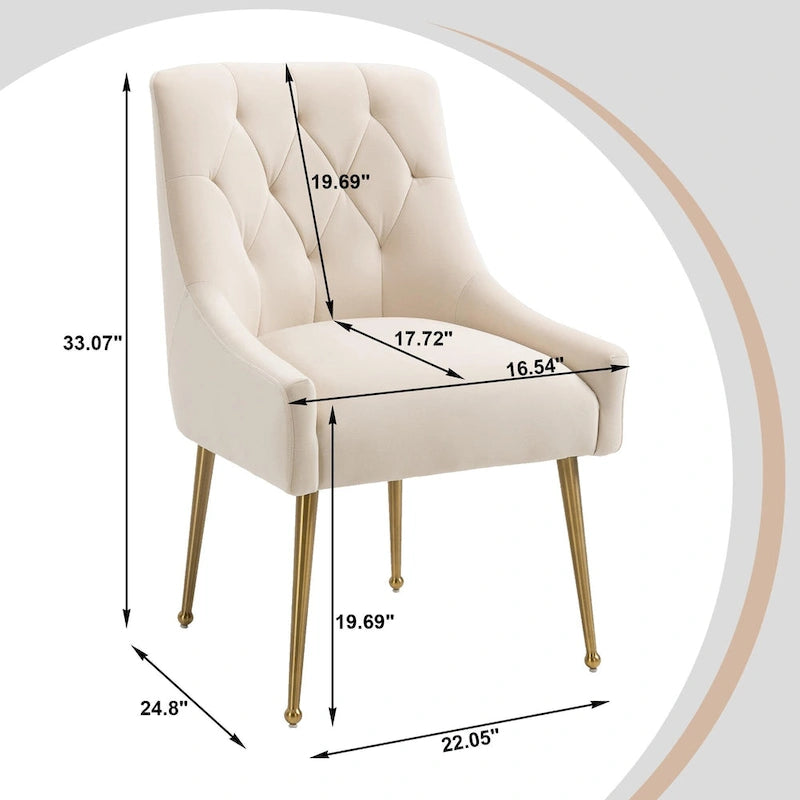 Chaises de salle à manger d'appoint en velours capitonné (Lot de 2)