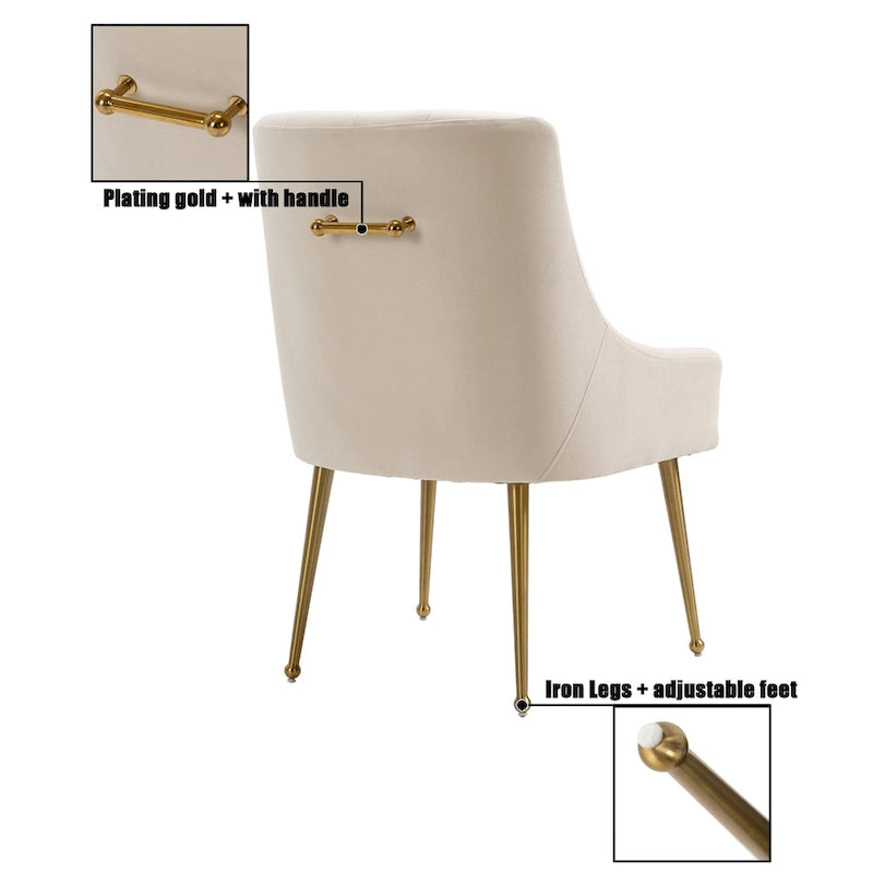 Chaises de salle à manger d'appoint en velours capitonné (Lot de 2)