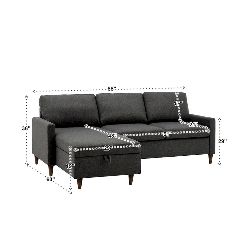 Parker L-shaped Sofa with Storage Chaise by iNSPIRE Q Modern
