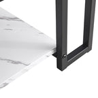 Table basse rectangulaire en fer de 39,37 L avec plateau en MDF, salle à manger, café, restaurant, plateau blanc, pieds dorés