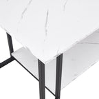 Table basse rectangulaire en fer de 39,37 L avec plateau en MDF, salle à manger, café, restaurant, plateau blanc, pieds dorés