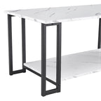 Table basse rectangulaire en fer de 39,37 L avec plateau en MDF, salle à manger, café, restaurant, plateau blanc, pieds dorés