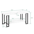 Table basse rectangulaire en fer de 39,37 L avec plateau en MDF, salle à manger, café, restaurant, plateau blanc, pieds dorés