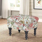 Adeco Ottoman Tabouret Repose-pieds capitonné Tissu Floral Coiffeuse