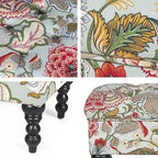 Adeco Ottoman Tabouret Repose-pieds capitonné Tissu Floral Coiffeuse