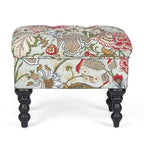 Adeco Ottoman Tabouret Repose-pieds capitonné Tissu Floral Coiffeuse