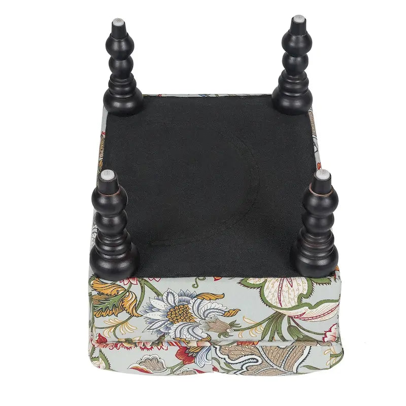 Adeco Ottoman Tabouret Repose-pieds capitonné Tissu Floral Coiffeuse