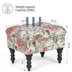 Adeco Ottoman Tabouret Repose-pieds capitonné Tissu Floral Coiffeuse