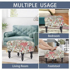 Adeco Ottoman Tabouret Repose-pieds capitonné Tissu Floral Coiffeuse