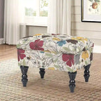Adeco Ottoman Tabouret Repose-pieds capitonné Tissu Floral Coiffeuse