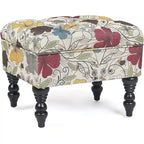 Adeco Ottoman Tabouret Repose-pieds capitonné Tissu Floral Coiffeuse