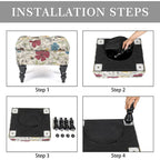 Adeco Ottoman Tabouret Repose-pieds capitonné Tissu Floral Coiffeuse