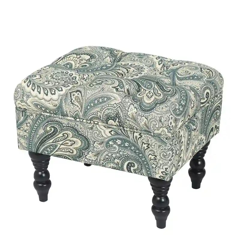 Adeco Ottoman Tabouret Repose-pieds capitonné Tissu Floral Coiffeuse