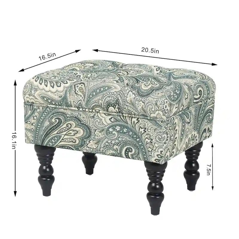 Adeco Ottoman Tabouret Repose-pieds capitonné Tissu Floral Coiffeuse