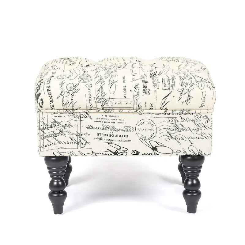 Adeco Ottoman Tabouret Repose-pieds capitonné Tissu Floral Coiffeuse