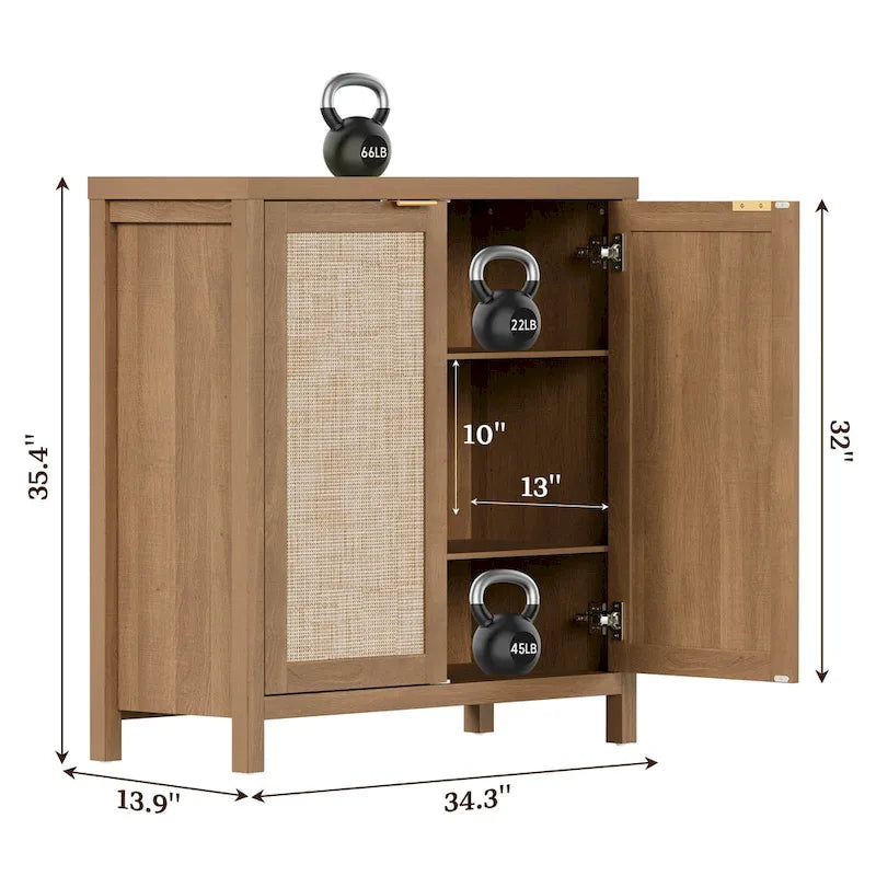 SICOTAS Buffet en rotin avec 2 portes - N/A