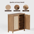 SICOTAS Rattan Sideboard Buffet Accent Storage Cabinet with 2 Doors - N/A