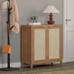 SICOTAS Rattan Sideboard Buffet Accent Storage Cabinet with 2 Doors - N/A