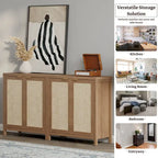 SICOTAS Rattan Sideboard Buffet Accent Storage Cabinet with 2 Doors - N/A