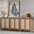 SICOTAS Rattan Sideboard Buffet Accent Storage Cabinet with 2 Doors - N/A