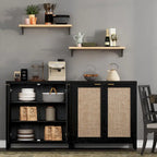 SICOTAS Rattan Sideboard Buffet Accent Storage Cabinet with 2 Doors - N/A