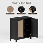 SICOTAS Rattan Sideboard Buffet Accent Storage Cabinet with 2 Doors - N/A