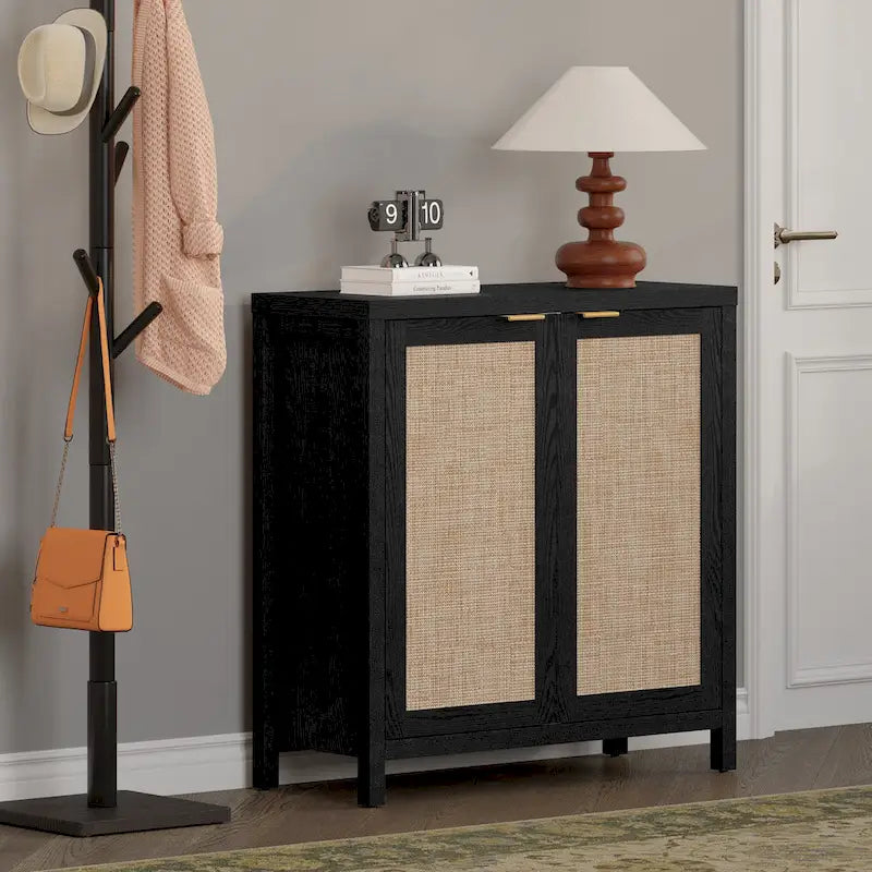 SICOTAS Rattan Sideboard Buffet Accent Storage Cabinet with 2 Doors - N/A