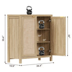 SICOTAS Rattan Sideboard Buffet Accent Storage Cabinet with 2 Doors - N/A