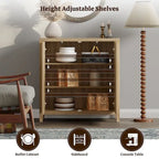 SICOTAS Rattan Sideboard Buffet Accent Storage Cabinet with 2 Doors - N/A