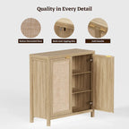 SICOTAS Rattan Sideboard Buffet Accent Storage Cabinet with 2 Doors - N/A