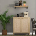 SICOTAS Rattan Sideboard Buffet Accent Storage Cabinet with 2 Doors - N/A
