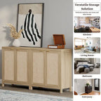SICOTAS Rattan Sideboard Buffet Accent Storage Cabinet with 2 Doors - N/A