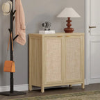 SICOTAS Rattan Sideboard Buffet Accent Storage Cabinet with 2 Doors - N/A