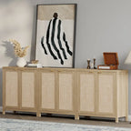 SICOTAS Rattan Sideboard Buffet Accent Storage Cabinet with 2 Doors - N/A