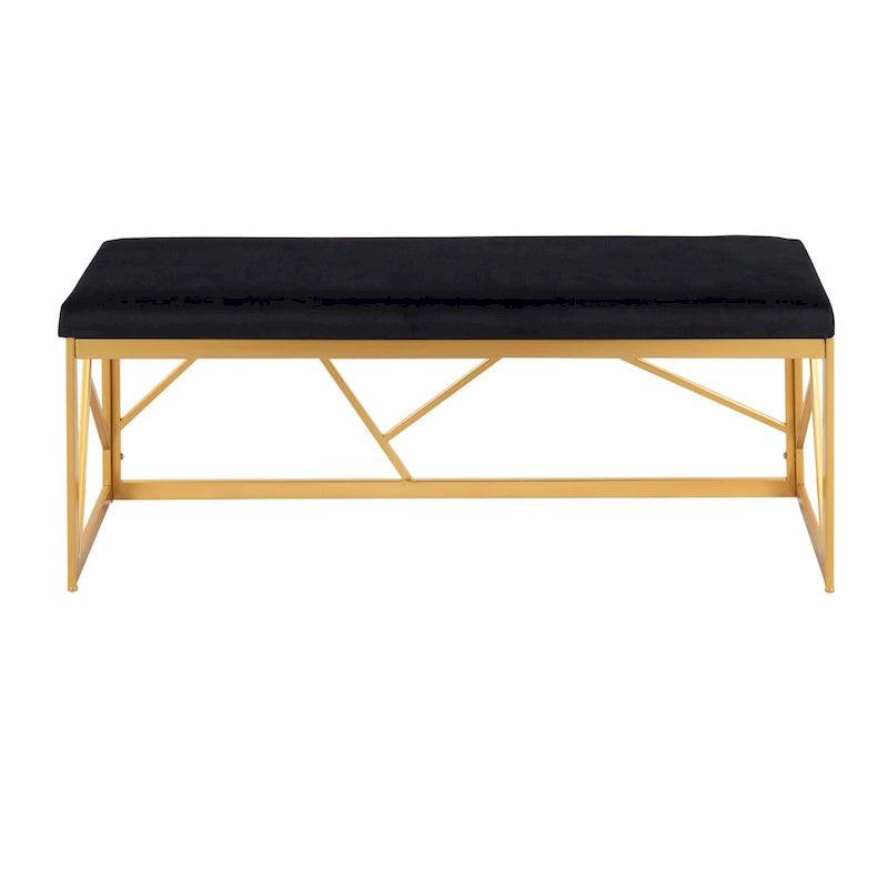 Silver Orchid Sala Glam Metal Upholstered Bench