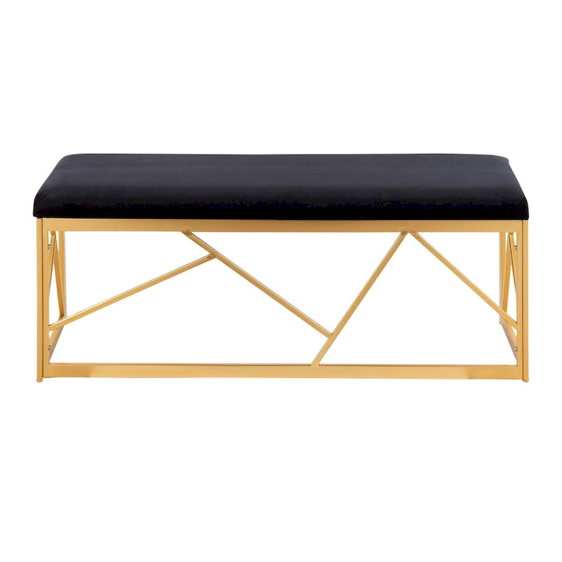 Silver Orchid Sala Glam Metal Upholstered Bench