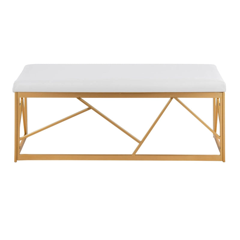 Silver Orchid Sala Glam Metal Upholstered Bench