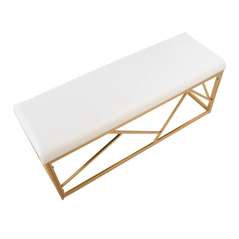 Silver Orchid Sala Glam Metal Upholstered Bench