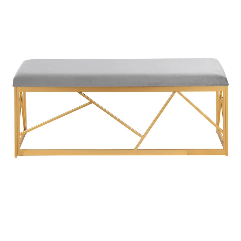 Silver Orchid Sala Glam Metal Upholstered Bench