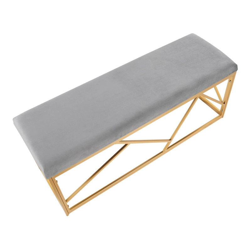 Silver Orchid Sala Glam Metal Upholstered Bench