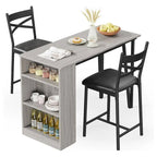 Ensemble de salle à manger moderne extensible avec 3 rangements - N/A