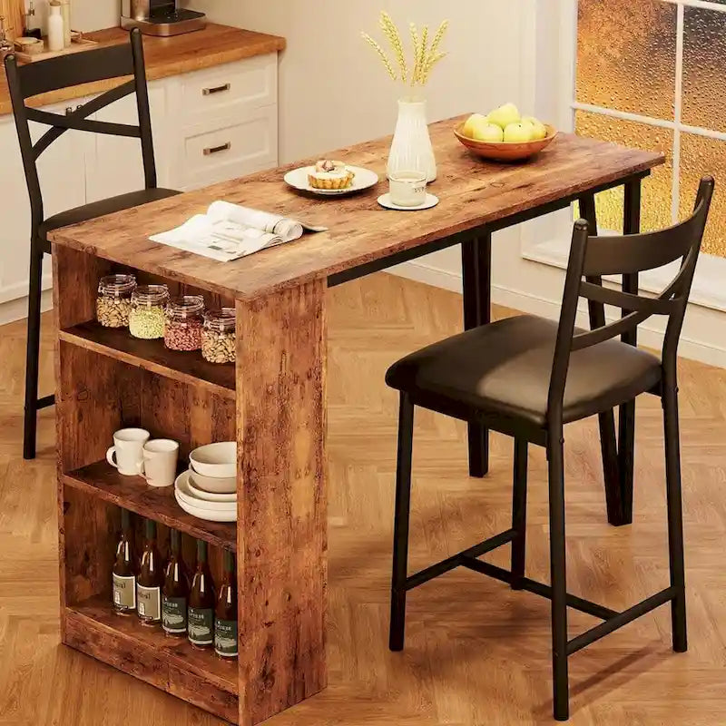 Ensemble de salle à manger moderne extensible avec 3 rangements - N/A