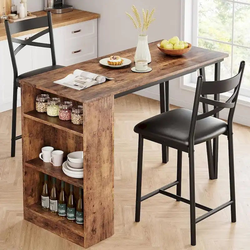 Ensemble de salle à manger moderne extensible avec 3 rangements - N/A