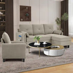 Ensemble de canapé sectionnel 3 pièces avec pouf et fauteuil