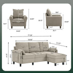 Ensemble de canapé sectionnel 3 pièces avec pouf et fauteuil