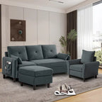 Ensemble de canapé sectionnel 3 pièces avec pouf et fauteuil