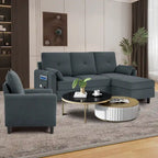 Ensemble de canapé sectionnel 3 pièces avec pouf et fauteuil