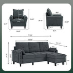 Ensemble de canapé sectionnel 3 pièces avec pouf et fauteuil